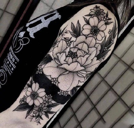 一组精品花卉组图点刺纹身作品