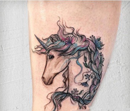 独角兽纹身 9款小清新的简约独角兽小马纹身图案