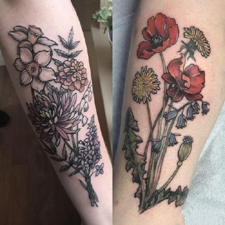 森系女孩的9款植物系列tattoo纹身图案