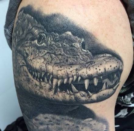 一组6张凶猛的鳄鱼纹身图片