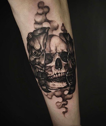 暗黑骷髅纹身 9款黑灰色的个性骷髅纹身图片