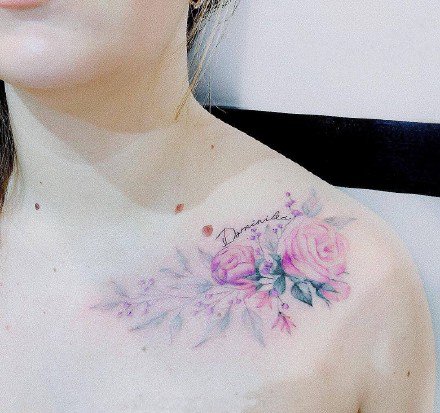九款小清新水彩系列的女生纹身图案