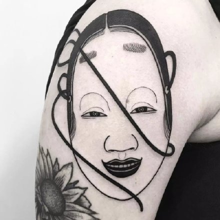 18款日式风格的般若等鬼怪面具纹身图案