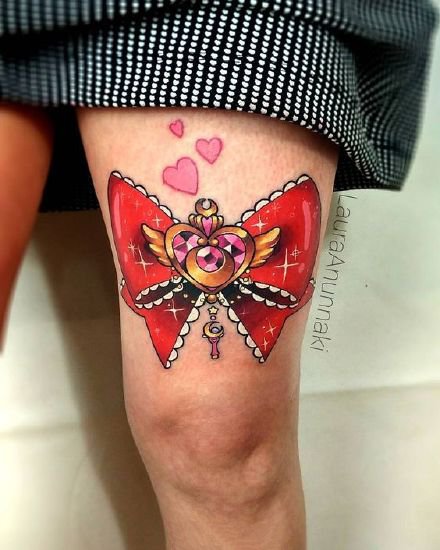 蝴蝶结纹身 9张漂亮的女生双腿蝴蝶结纹身图案