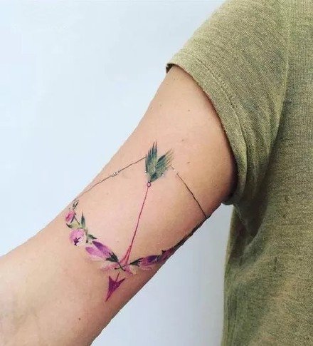 小清新弓箭纹身 11款小清新的花卉弓箭纹身图片