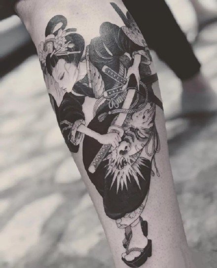 日本艺妓纹身-台湾纹身师Kubrick的纹身作品分享