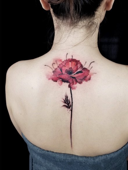唯美女生纹身 18款唯美的彩色花朵纹身图案