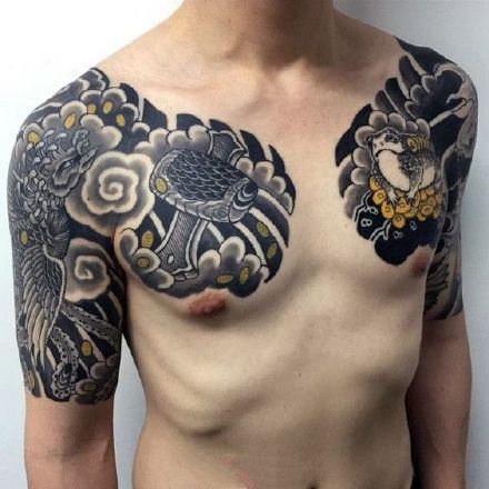 传统半甲纹身 9款老传统的日式半甲纹身作品图案