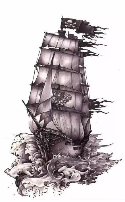 帆船纹身 10款好看的帆船纹身手稿和图案作品