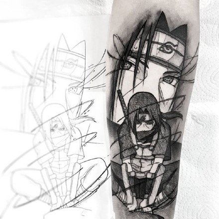 火影忍者纹身-巴西纹身师的火之意志纹身作品