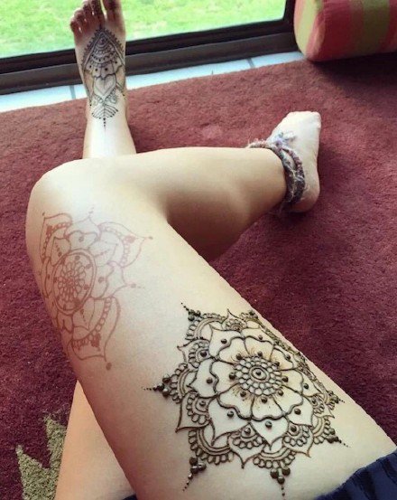 海娜纹身 印度的9款手背腿部海娜纹身图片