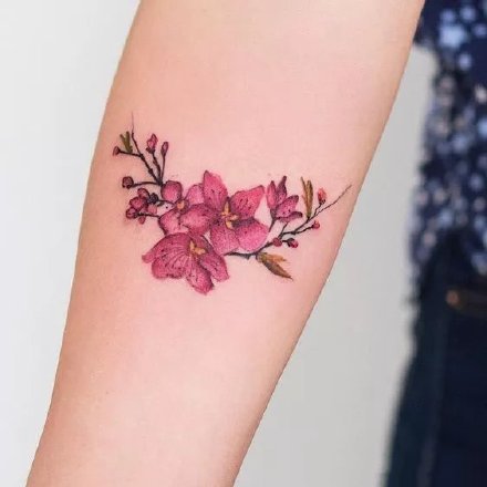 小臂上的9款小清新纹身植物花卉图片
