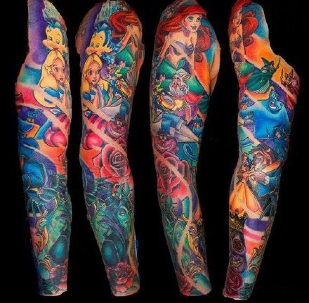彩色花臂 18款炫彩色的写实等风格大花臂纹身作品