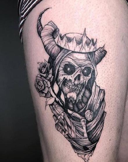 国外黑灰纹身师Mitchell Keanu的9款点刺素描纹身作品