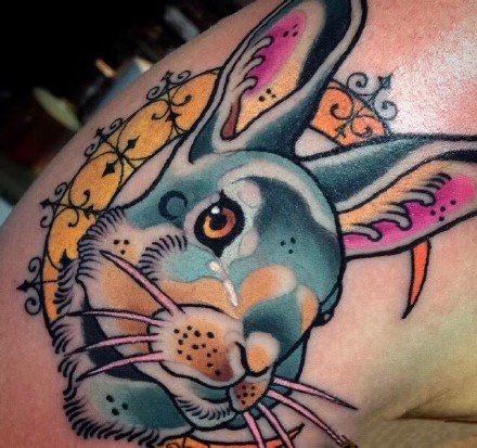 一组可爱的水彩小兔子纹身图案欣赏