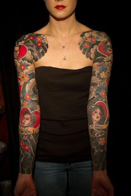 女性花臂纹身 帅气的9款女性大花臂纹身作品欣赏