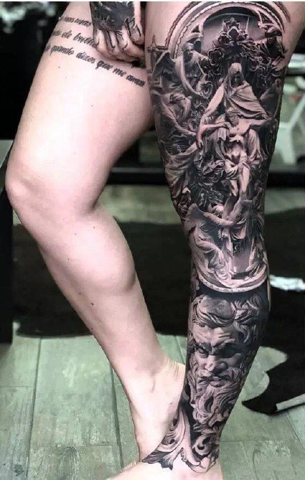 纹身花腿 9款帅气的大面积大花腿纹身作品欣赏