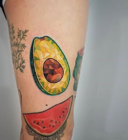 炫彩的一组水果食物和蔬菜纹身图片