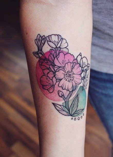 设计感很强的9组水彩花卉纹身图案
