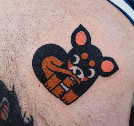 小可爱的一组创意心形动物小心心纹身图片