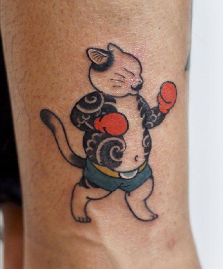 日式猫刺青 有趣的日式9款刺青大猫纹身图片