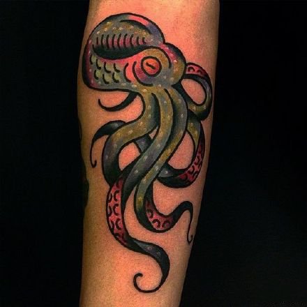 海洋动物海螺水母章鱼等old school动物纹身图片