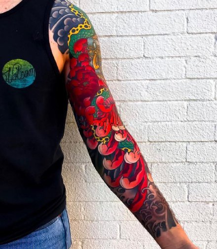 大花臂纹身  18款传统等风格的花臂纹身作品图案
