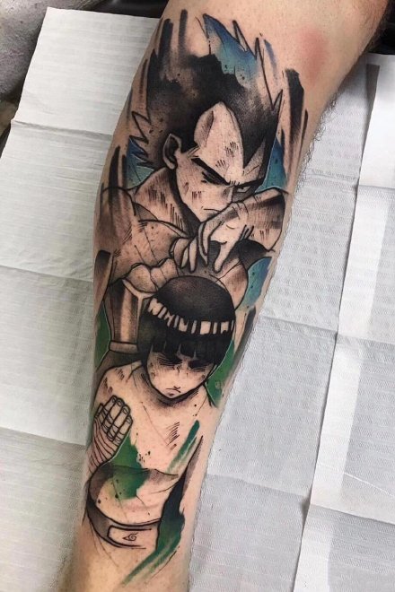 动漫包臂纹身 充满回忆的日本动漫包手臂纹身图案