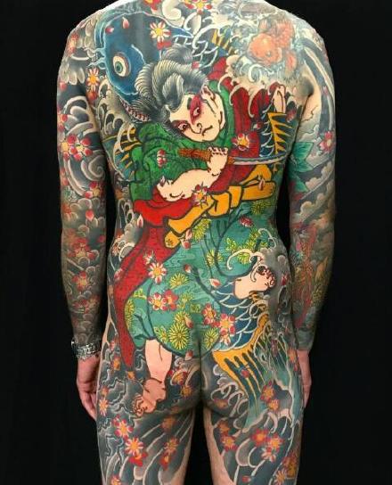 英国纹身师Stewart Robson的大型传统日式纹身作品