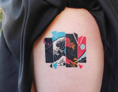 波普艺术和故障艺术结合的纹身典范-韩国纹身艺术家Polyc作品