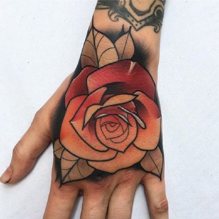 9款漂亮的手背部玫瑰花纹身图片