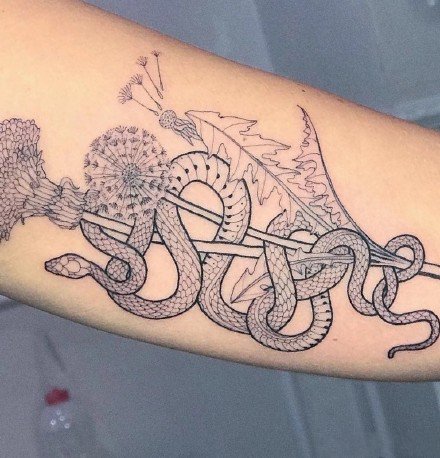 小蛇纹身 国外大师的9款经典蛇纹身图片