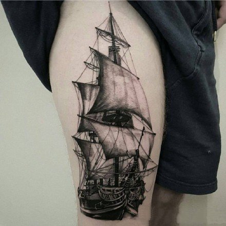 帆船纹身 9款帆船主题的船纹身图片