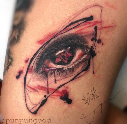 一组动漫火影忍者中的写轮眼纹身图片