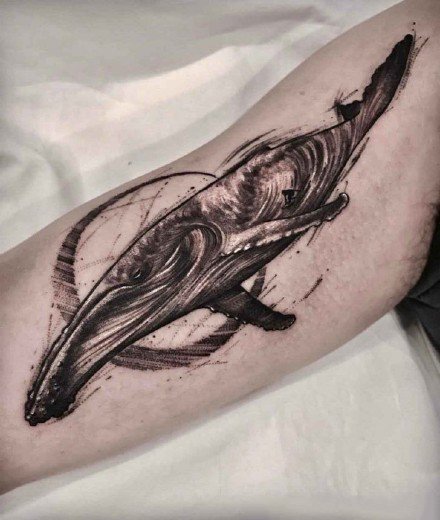 各风格的一组创意鲸鱼纹身图片
