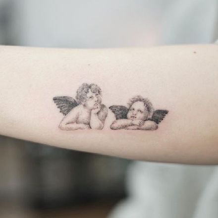 纹身小天使 西方爱神丘比特小天使的纹身图片