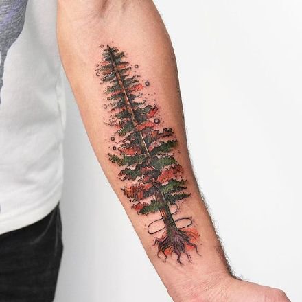 彩色树纹身 唯美具有生命力的树纹身图案