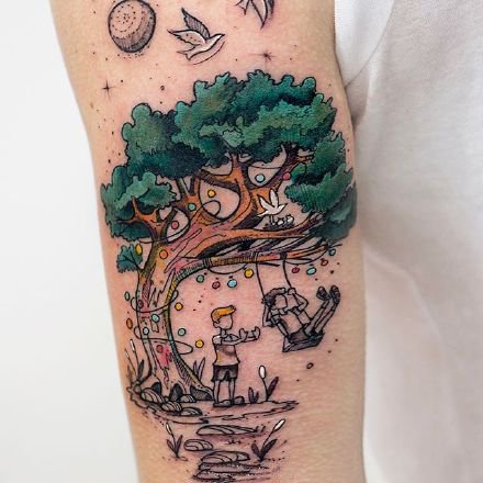 彩色树纹身 唯美具有生命力的树纹身图案