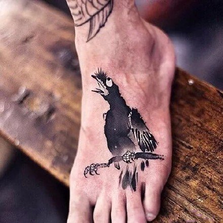水墨中国风的一组小鸟纹身图片