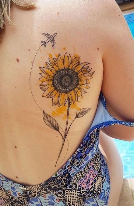 向阳花纹身 一组向日葵主题的花朵纹身图片