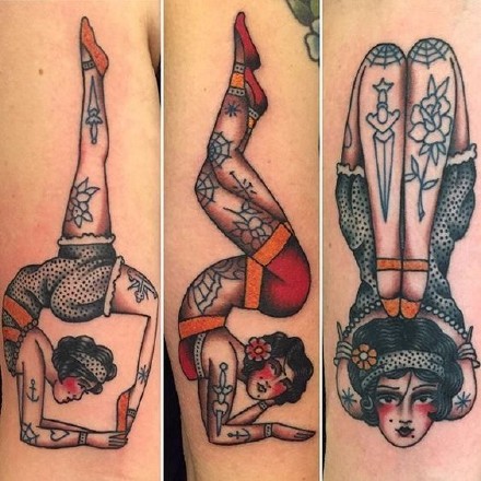 瑜伽纹身 瑜伽爱好者的一组创意纹身图案