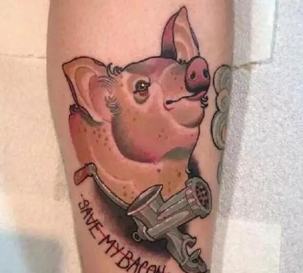 小猪纹身 很可爱的一组小猪题材的纹身图案