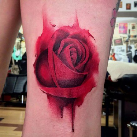 写实纹身花朵 一组玫瑰花等逼真写实的大花卉纹身图案