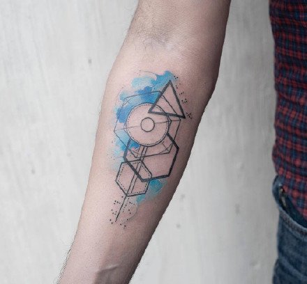 性冷淡蓝色水墨风的一组创意纹身图片