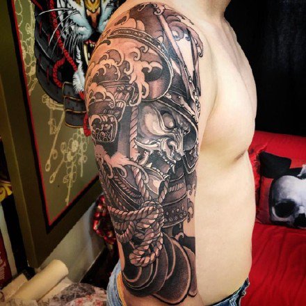 鬼武士纹身 包臂包腿的一组创意武士纹身图案