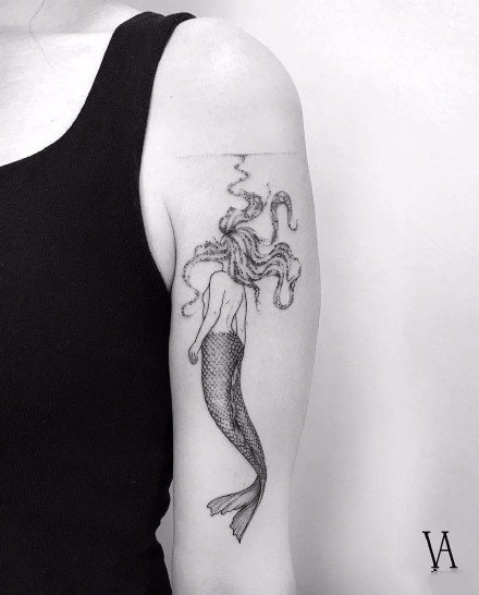 16款好看的美人鱼主题纹身图片