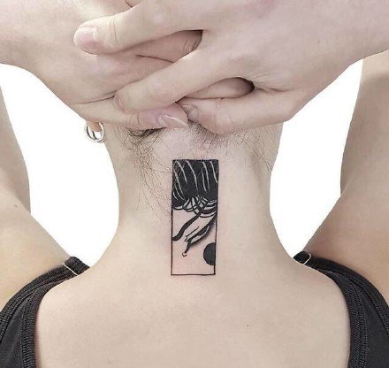 女生脖子纹身 女孩子颈部的一组小清新纹身图片