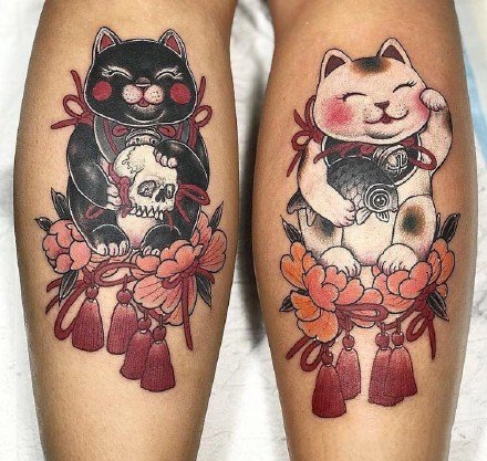 招财猫刺青 14款招财进宝的小可爱招财猫纹身图案