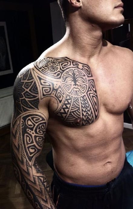 男性图腾纹身 适合男士的几款半甲图腾纹身作品