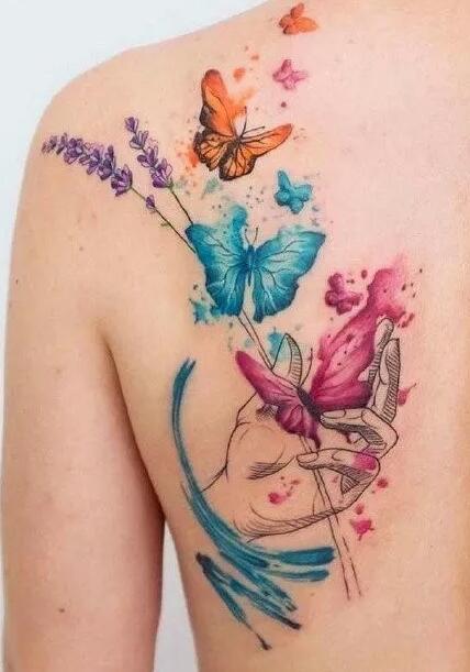 9款小清新的水彩蝴蝶纹身图案